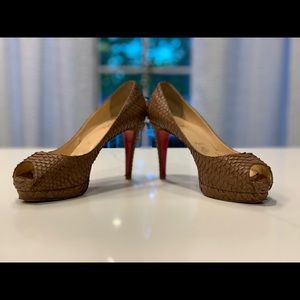 Christian Louboutin Taupe/Brown Water Snake Pumps